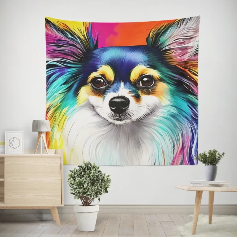 Long-Haired Chihuahua Portrait Wall Tapestry