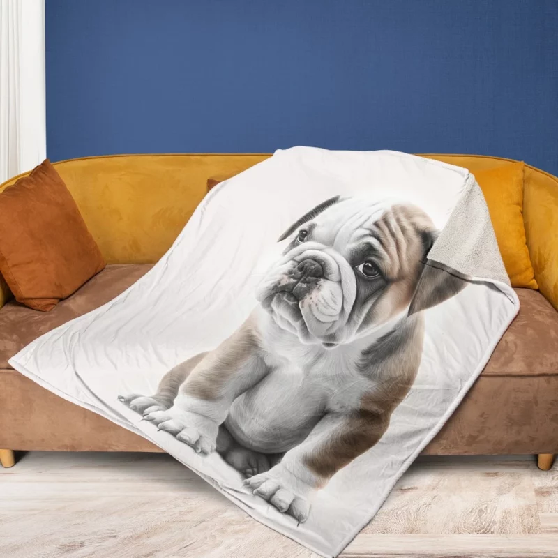 Lovely Bulldog Breed Fleece Blanket 1