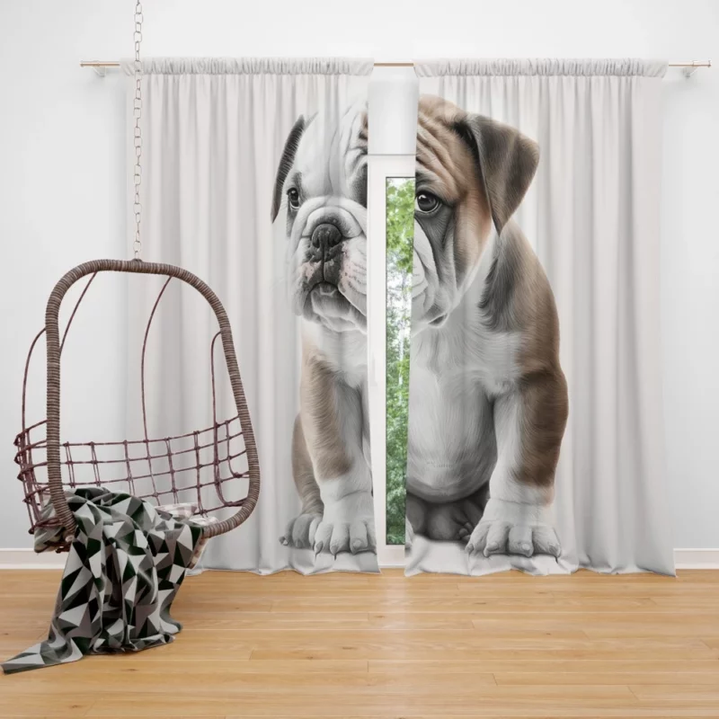 Lovely Bulldog Breed Window Curtain