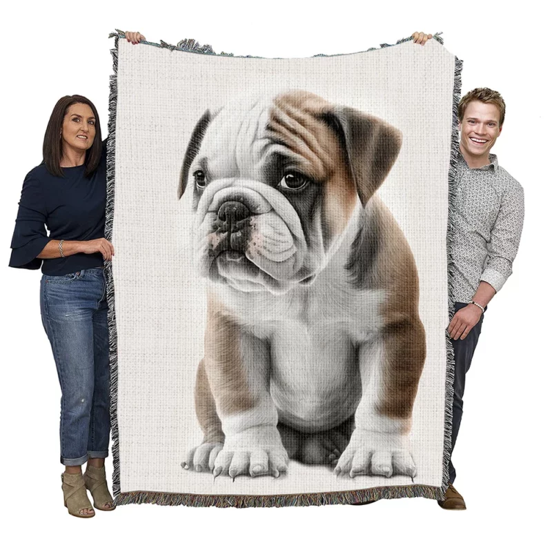 Lovely Bulldog Breed Woven Blanket