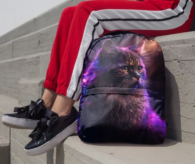 Majestic Purple Pink Cat Backpack 1