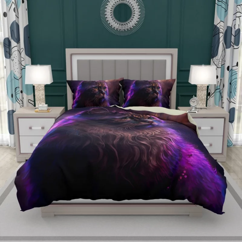 Majestic Purple Pink Cat Bedding Set 1