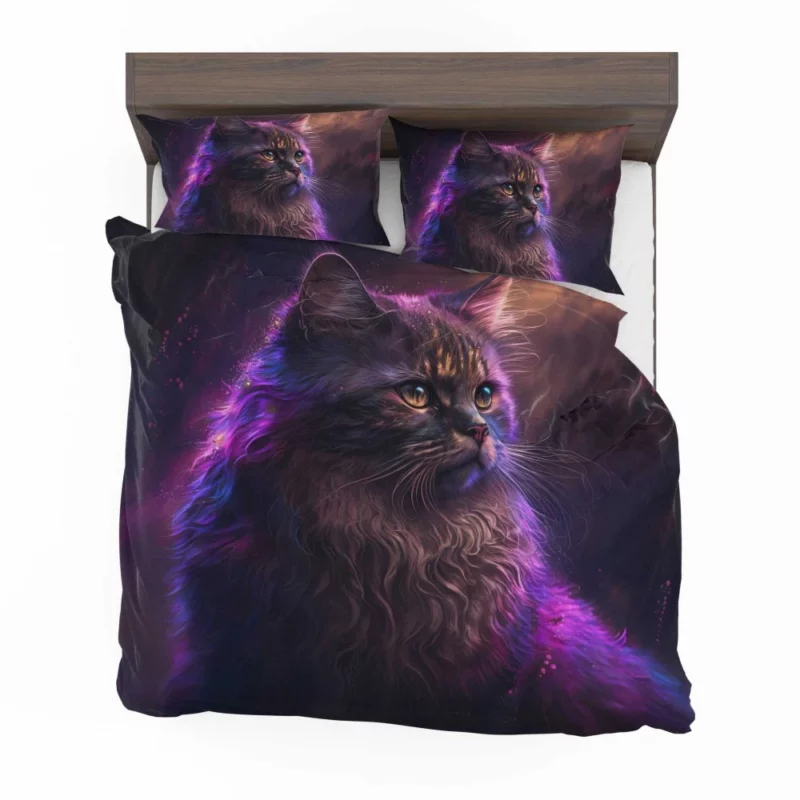 Majestic Purple Pink Cat Bedding Set 2