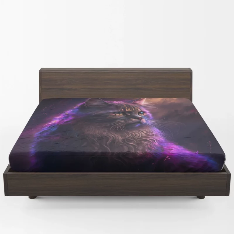 Majestic Purple Pink Cat Fitted Sheet 1