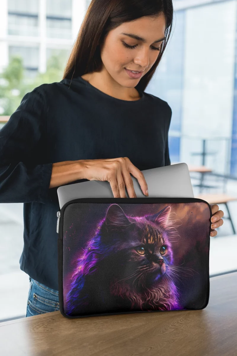 Majestic Purple Pink Cat Laptop Sleeve 1