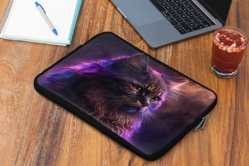 Majestic Purple Pink Cat Laptop Sleeve 2