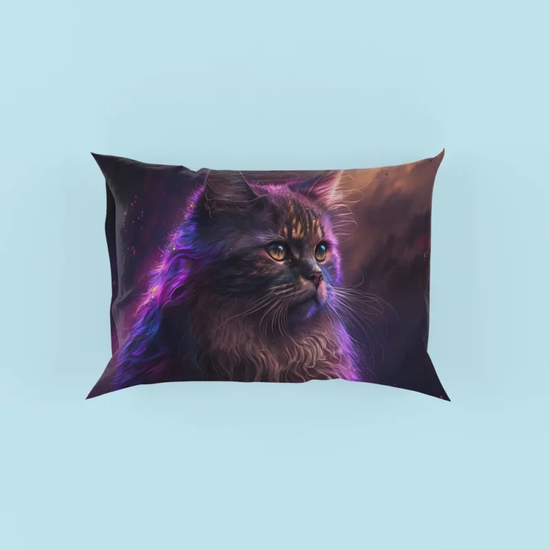 Majestic Purple Pink Cat Pillow Cases