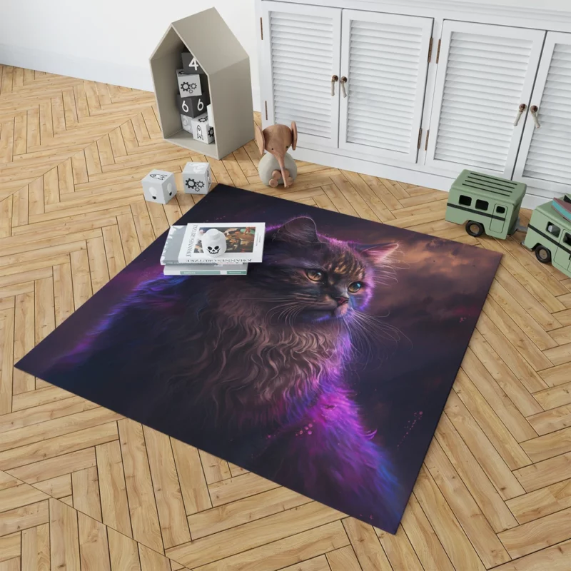 Majestic Purple Pink Cat Rug 1