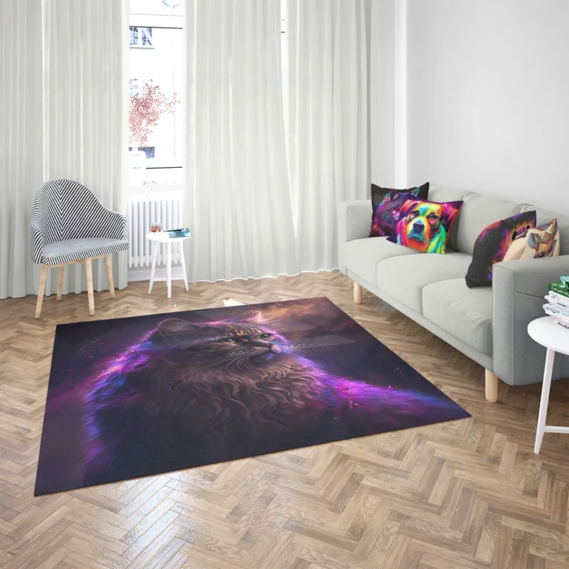 Majestic Purple Pink Cat Rug 2