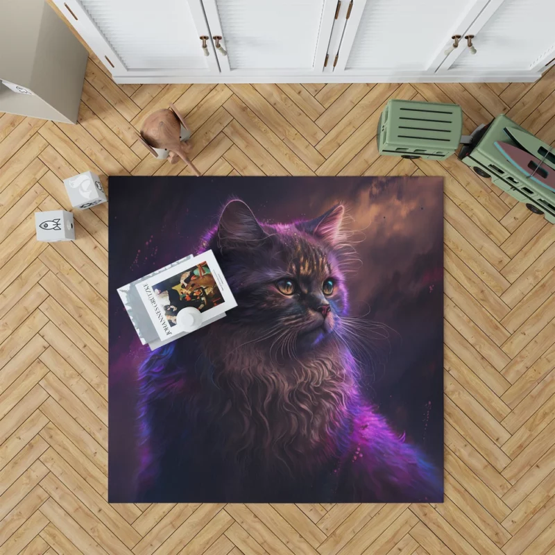 Majestic Purple Pink Cat Rug