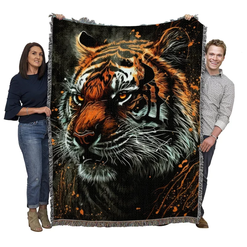 Majestic Tiger Woven Blanket