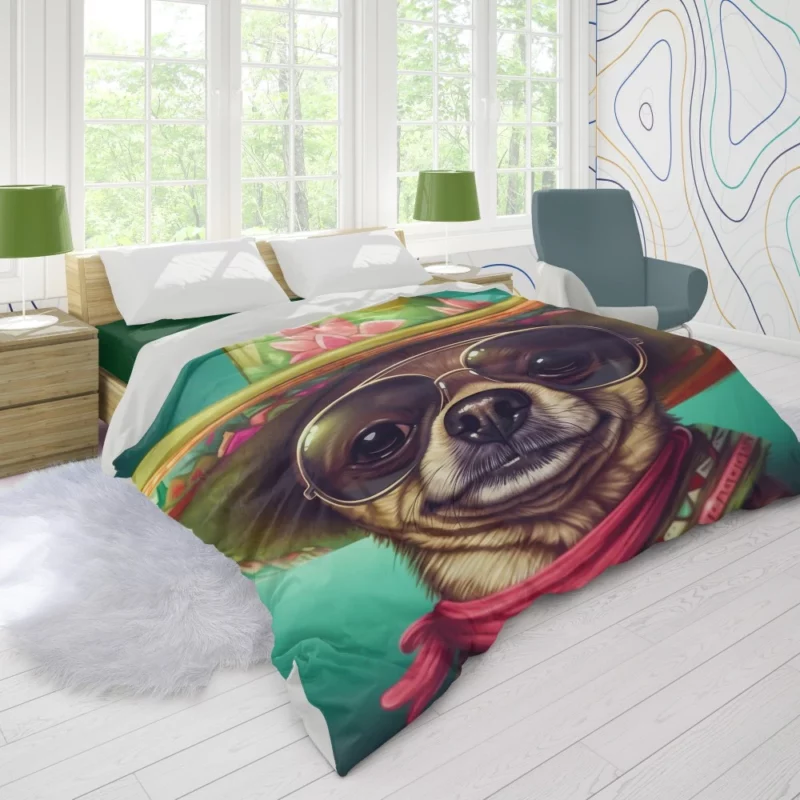 Mexican Sombrero Dog Duvet Cover