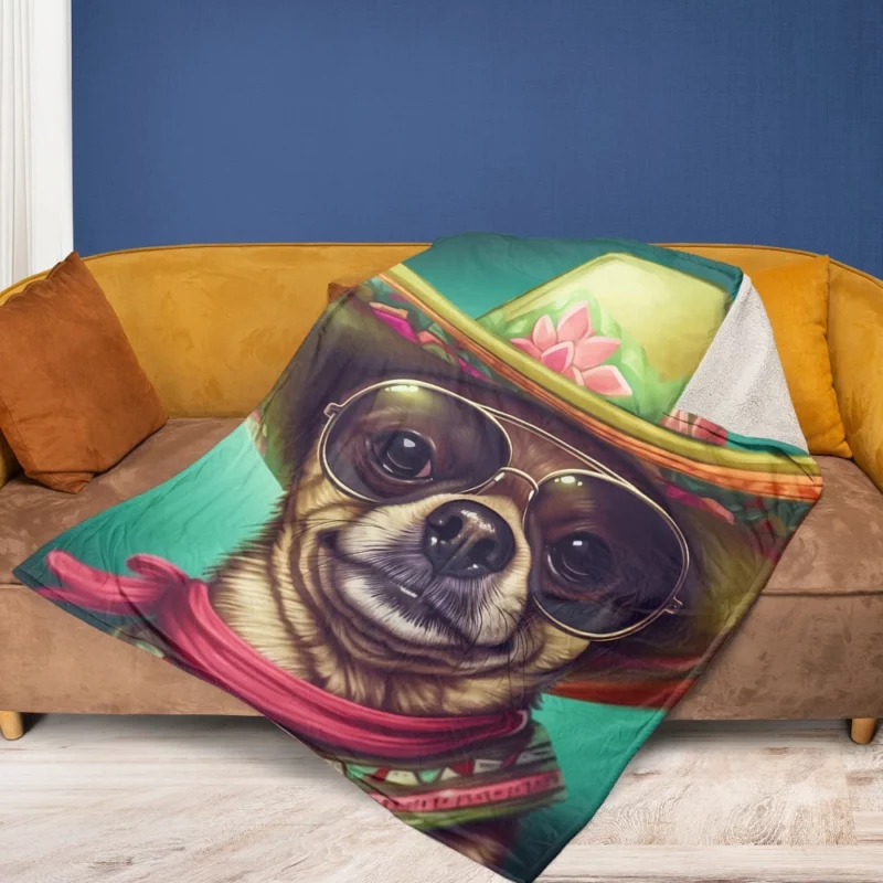 Mexican Sombrero Dog Fleece Blanket 1