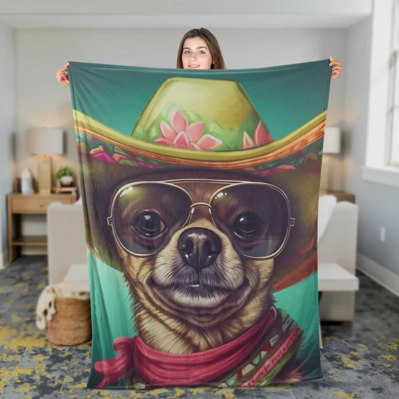 Mexican Sombrero Dog Fleece Blanket 2