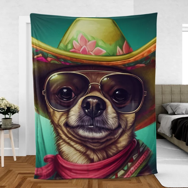 Mexican Sombrero Dog Fleece Blanket