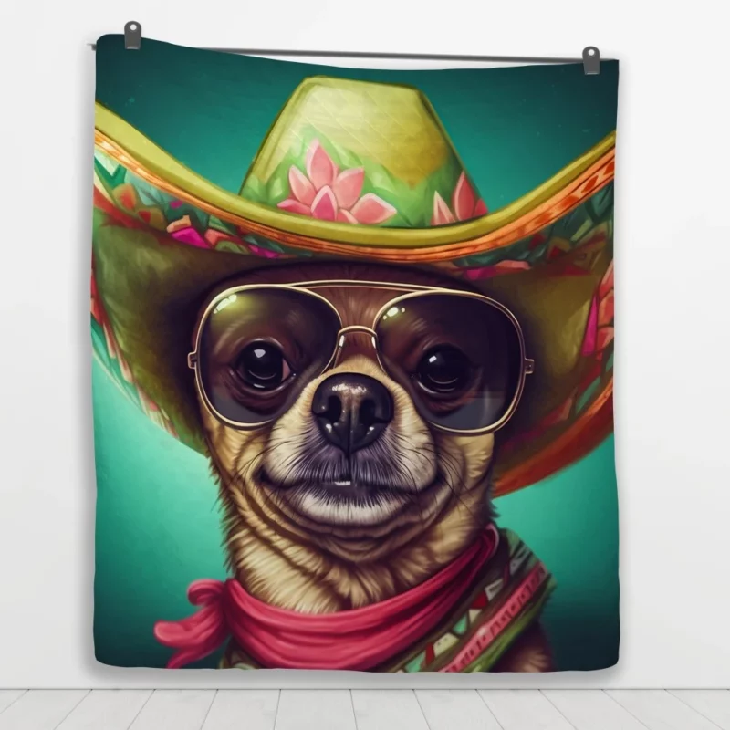 Mexican Sombrero Dog Quilt Blanket 1