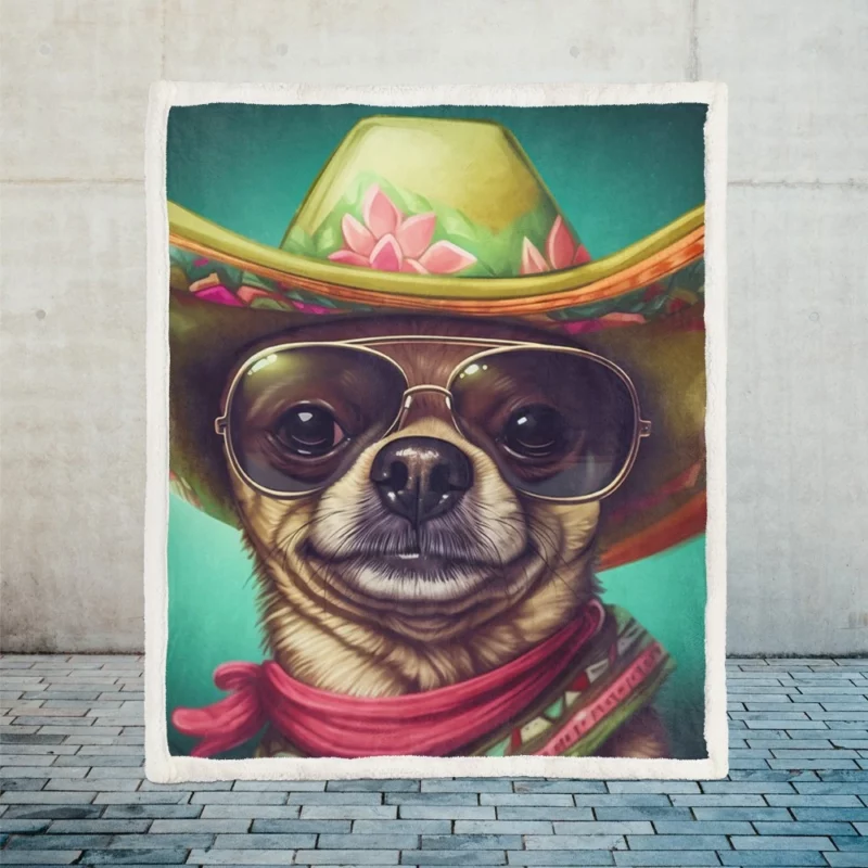 Mexican Sombrero Dog Sherpa Fleece Blanket