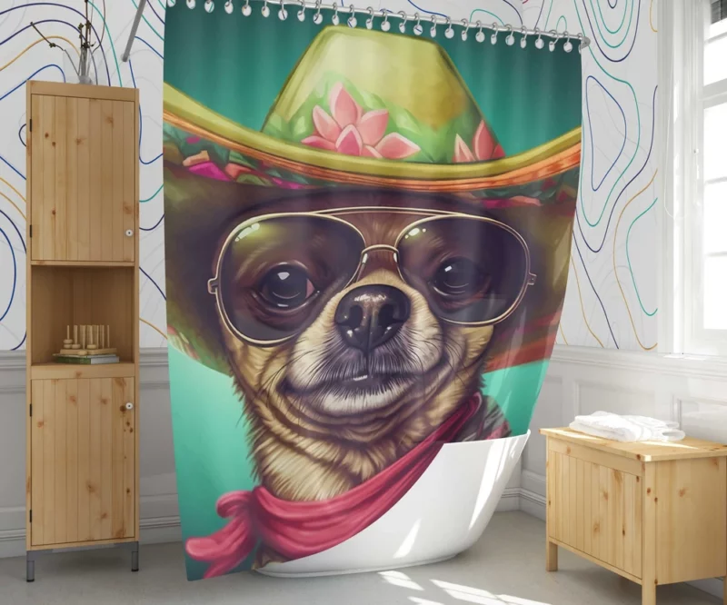 Mexican Sombrero Dog Shower Curtain 1