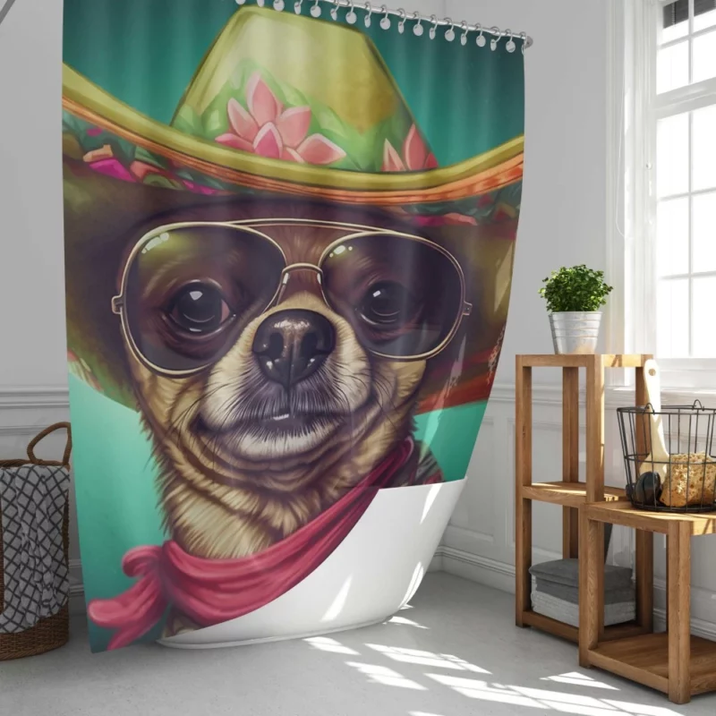 Mexican Sombrero Dog Shower Curtain