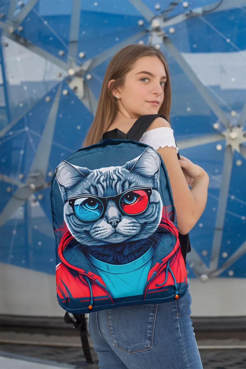 Modern Pop Art Cat Print Backpack 2