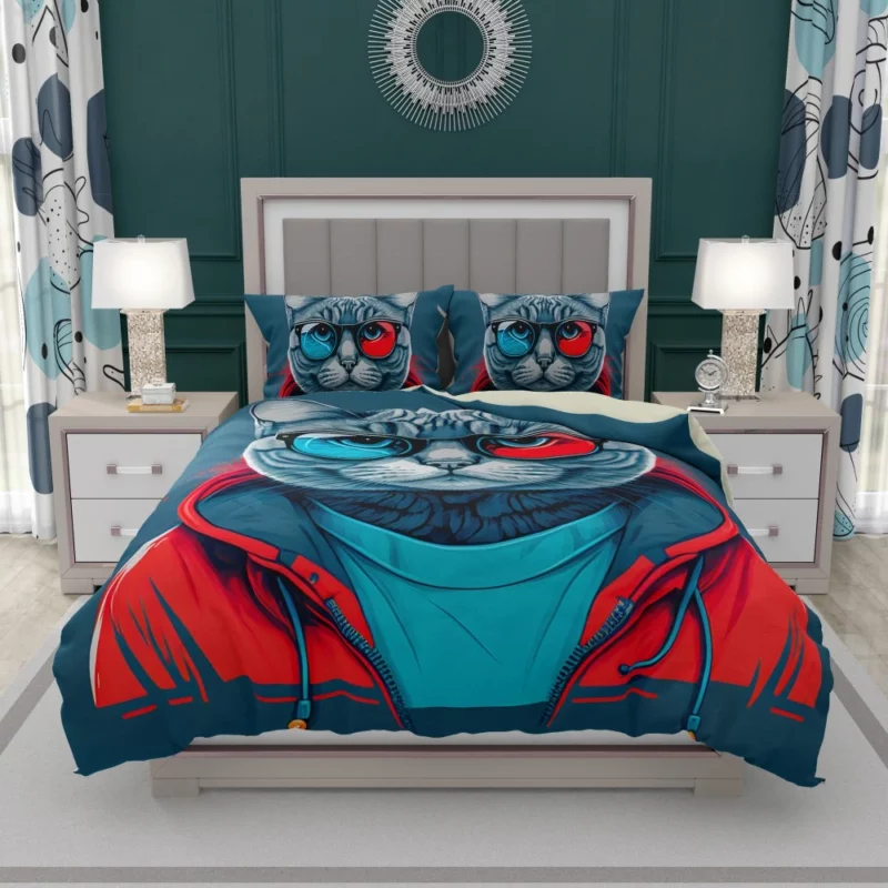 Modern Pop Art Cat Print Bedding Set 1