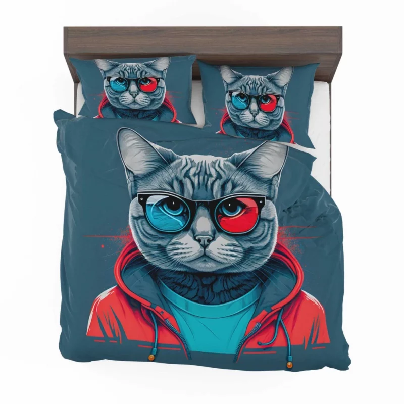 Modern Pop Art Cat Print Bedding Set 2