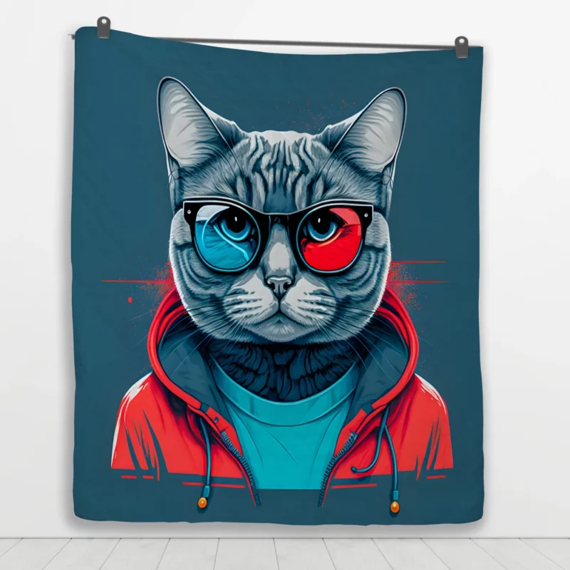 Modern Pop Art Cat Print Quilt Blanket 1