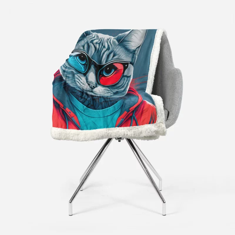 Modern Pop Art Cat Print Sherpa Fleece Blanket 1