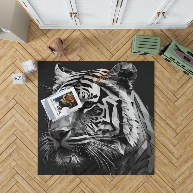 Modest Polygon Tiger Illustration Rug