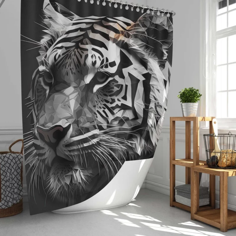 Modest Polygon Tiger Illustration Shower Curtain
