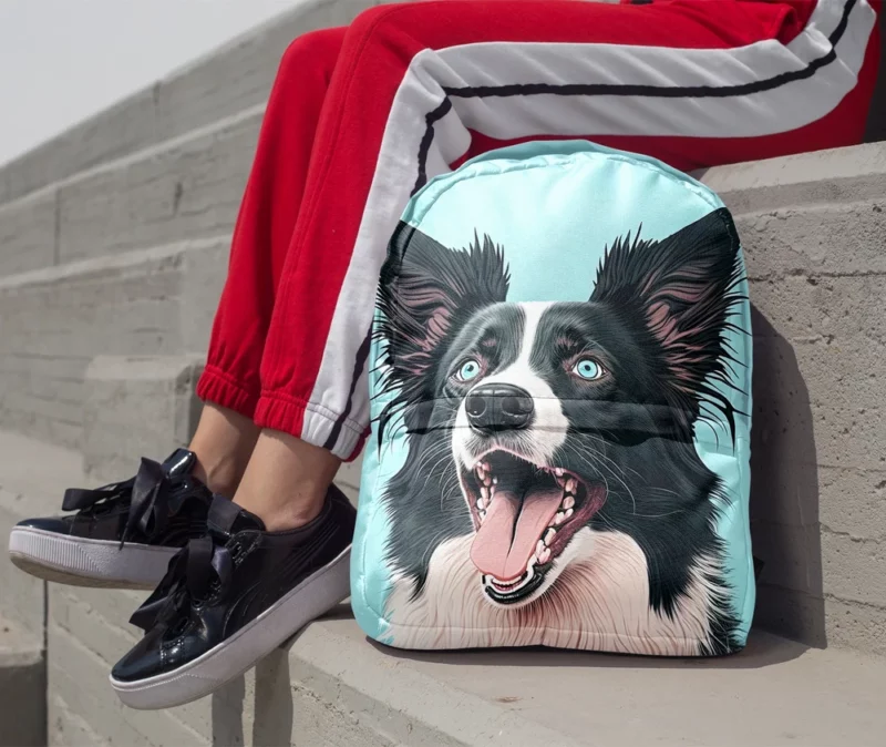 Moody Pastel Blue Border Collie Sculpture Backpack 1