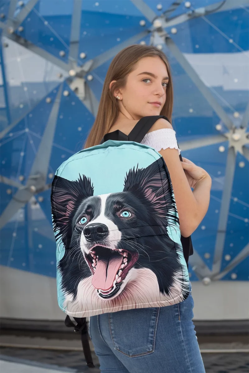 Moody Pastel Blue Border Collie Sculpture Backpack 2