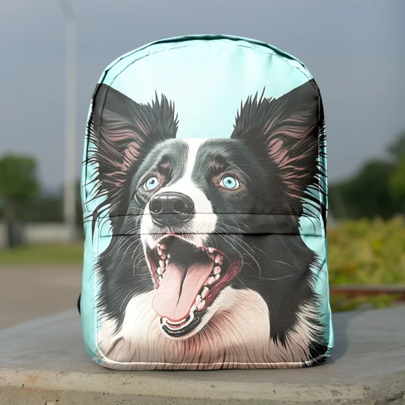 Moody Pastel Blue Border Collie Sculpture Backpack