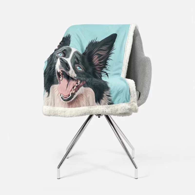 Moody Pastel Blue Border Collie Sculpture Sherpa Fleece Blanket 1