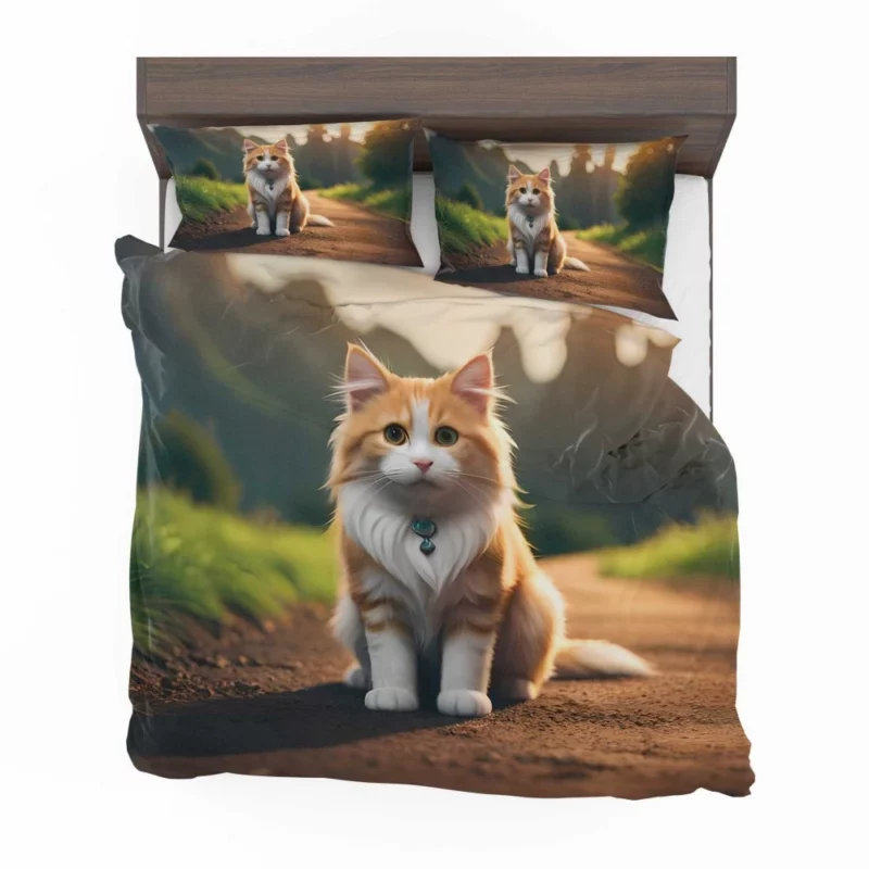 Mountain Cat Sitting on the Road Bedding Set 2