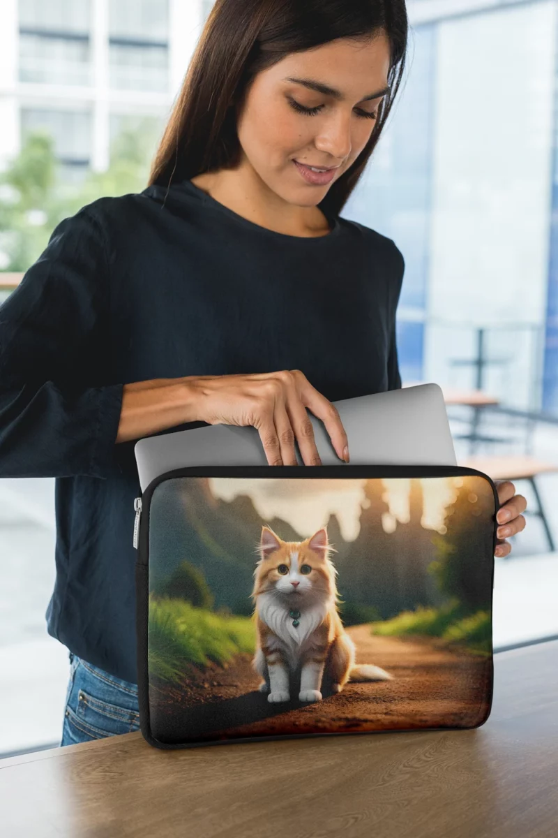 Mountain Cat Sitting on the Road Laptop Sleeve 1