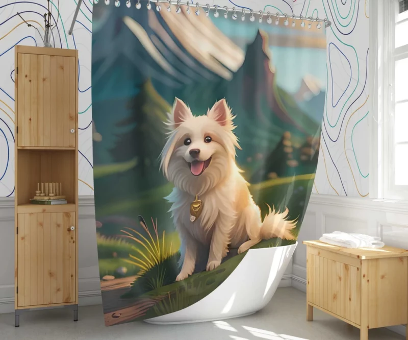 Mountain Field Dog Shower Curtain 1