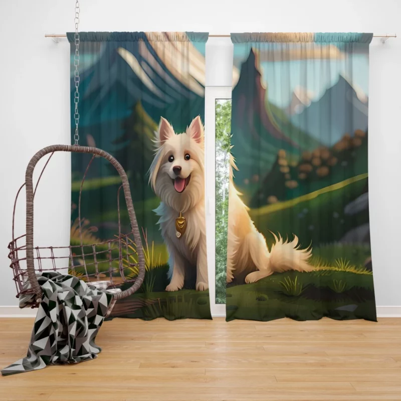 Mountain Field Dog Window Curtain