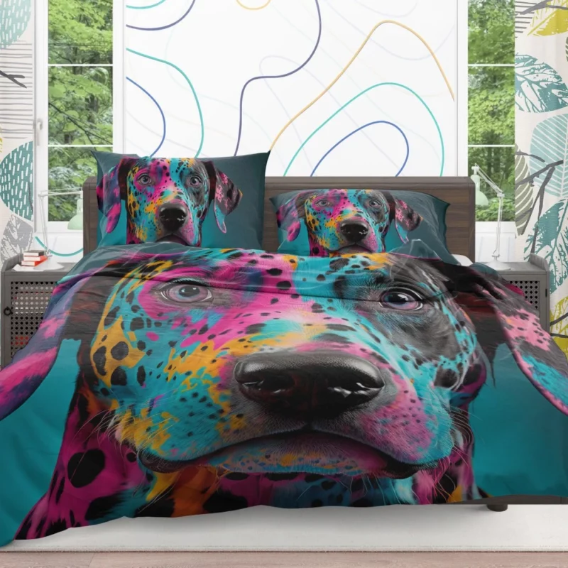 Multicolor Dalmatian Portrait Bedding Set