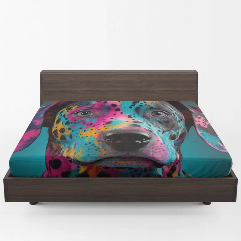 Multicolor Dalmatian Portrait Fitted Sheet 1