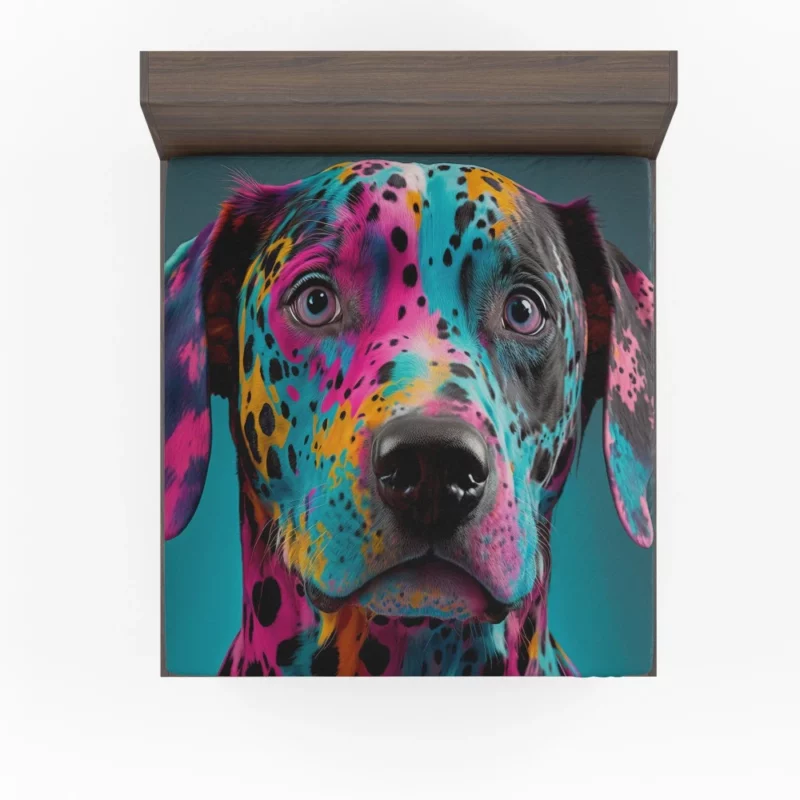 Multicolor Dalmatian Portrait Fitted Sheet