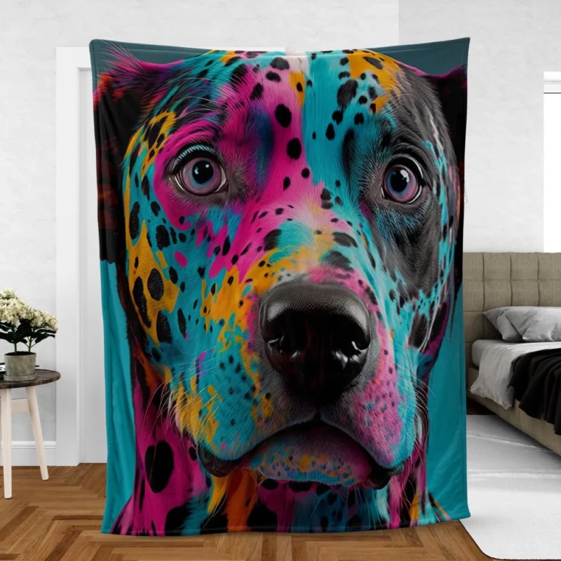 Multicolor Dalmatian Portrait Fleece Blanket