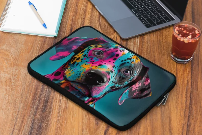 Multicolor Dalmatian Portrait Laptop Sleeve 2