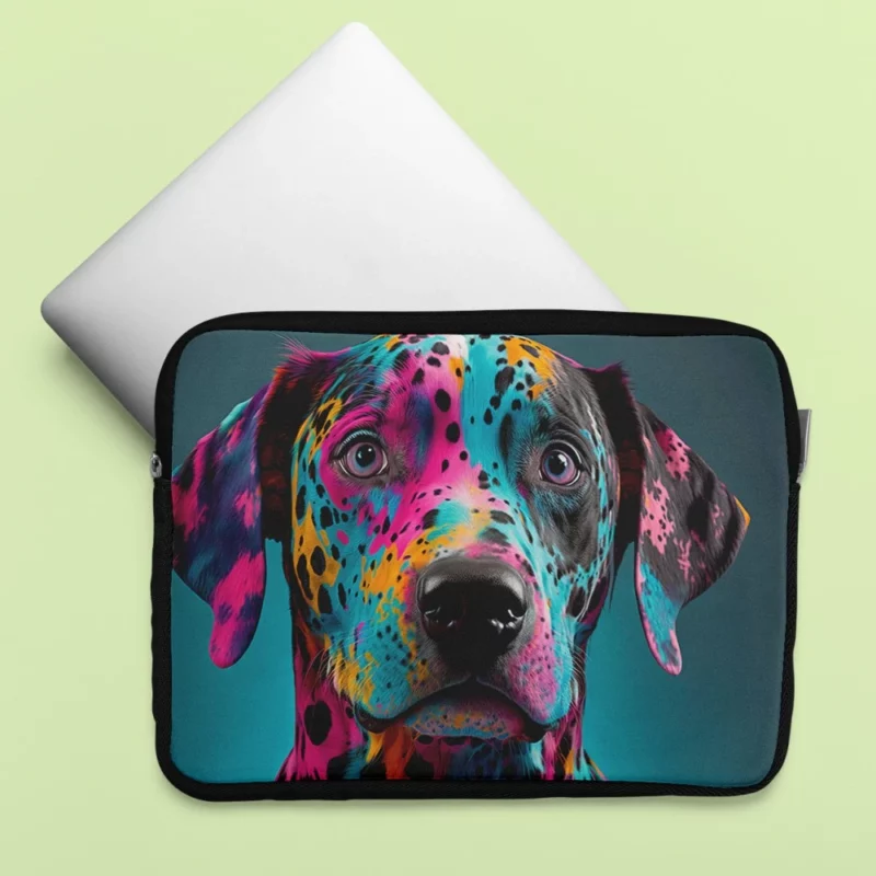 Multicolor Dalmatian Portrait Laptop Sleeve