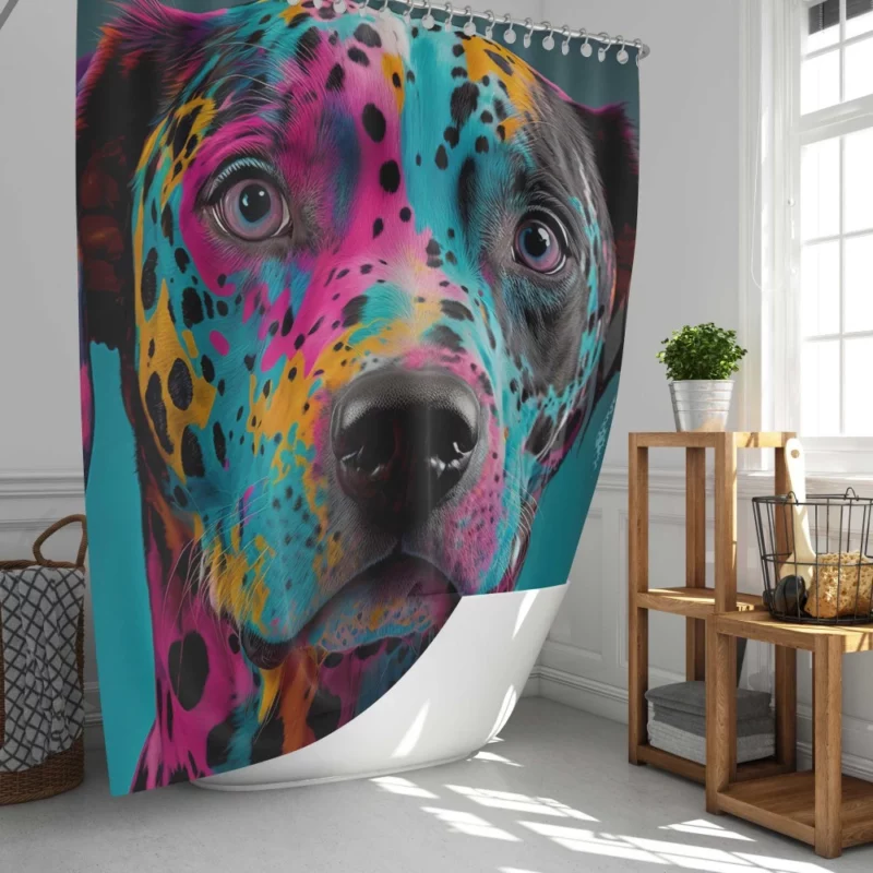 Multicolor Dalmatian Portrait Shower Curtain