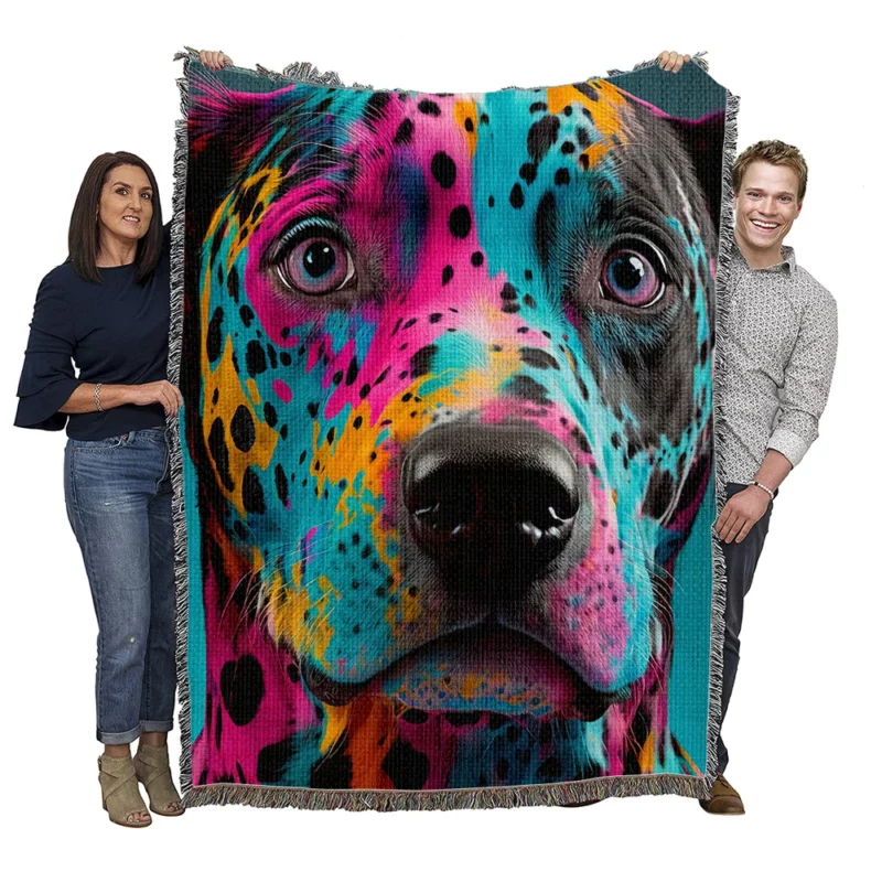 Multicolor Dalmatian Portrait Woven Blanket