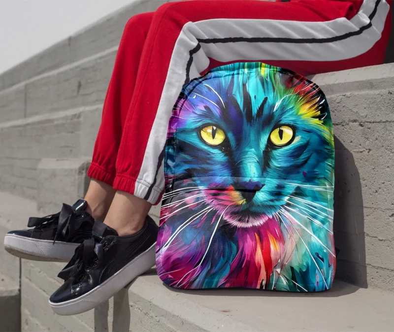 Multicolored Cat Portrait Backpack 1