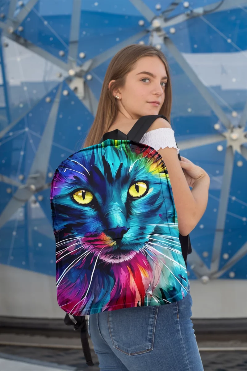 Multicolored Cat Portrait Backpack 2