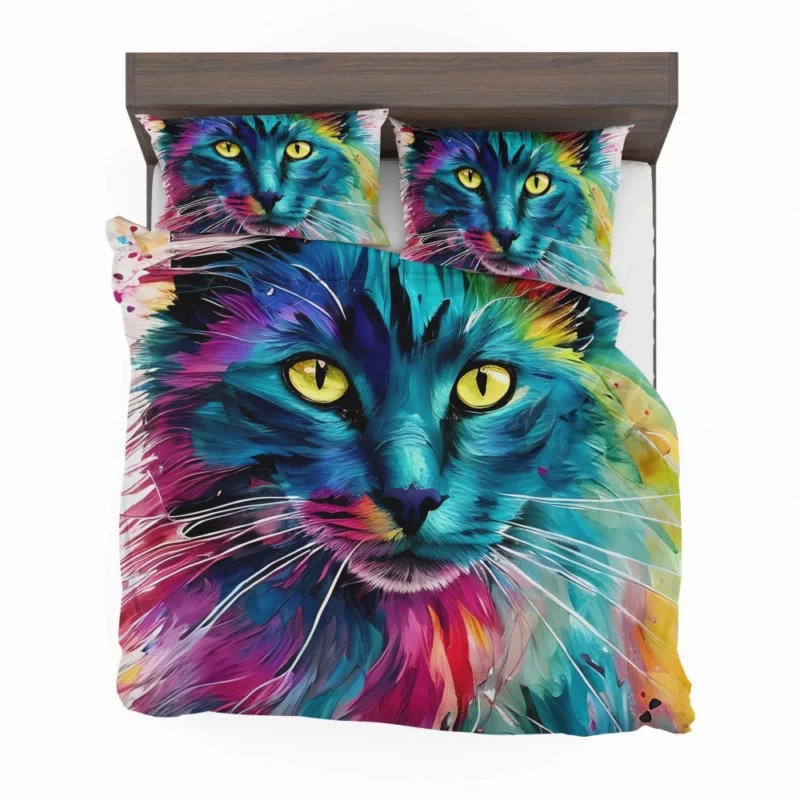 Multicolored Cat Portrait Bedding Set 2