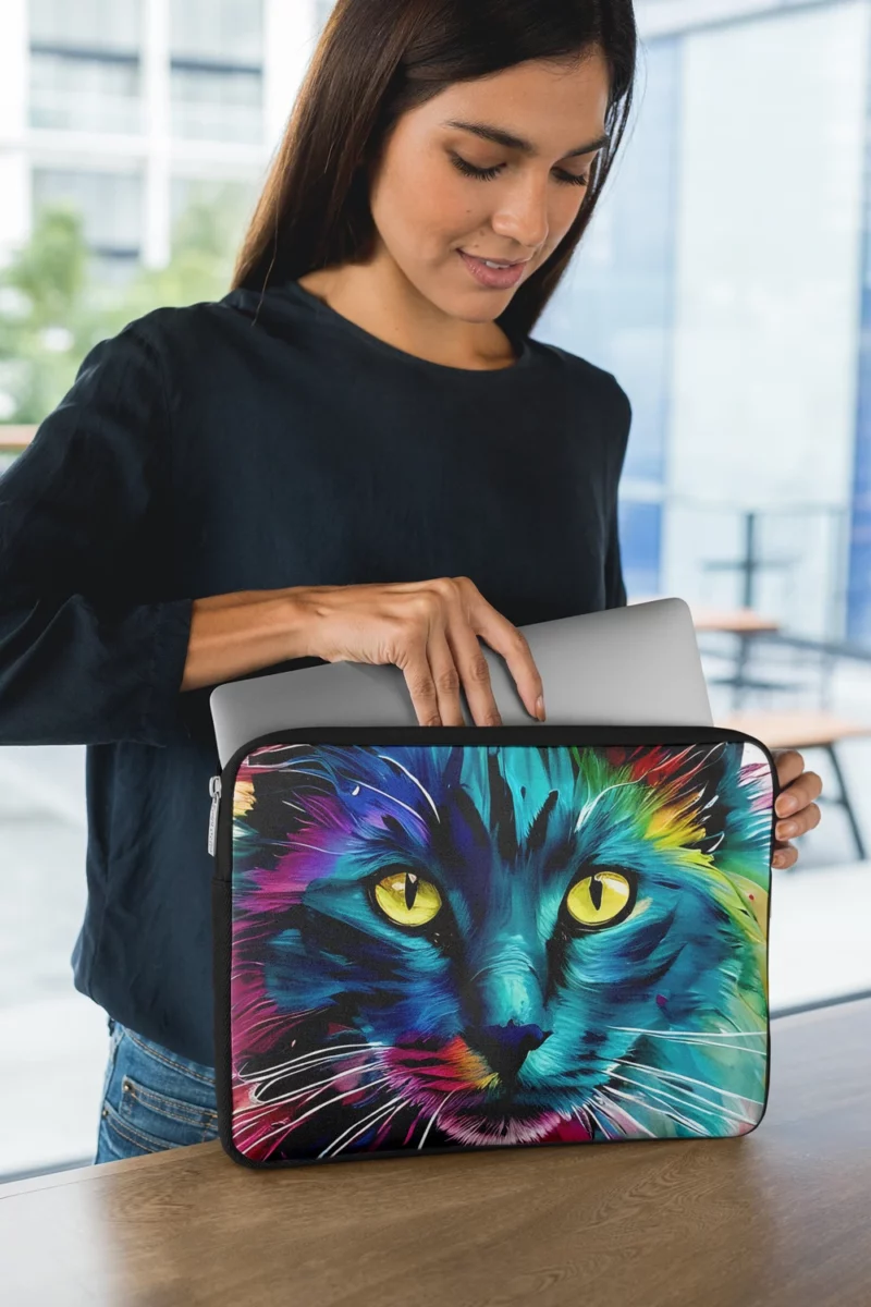 Multicolored Cat Portrait Laptop Sleeve 1